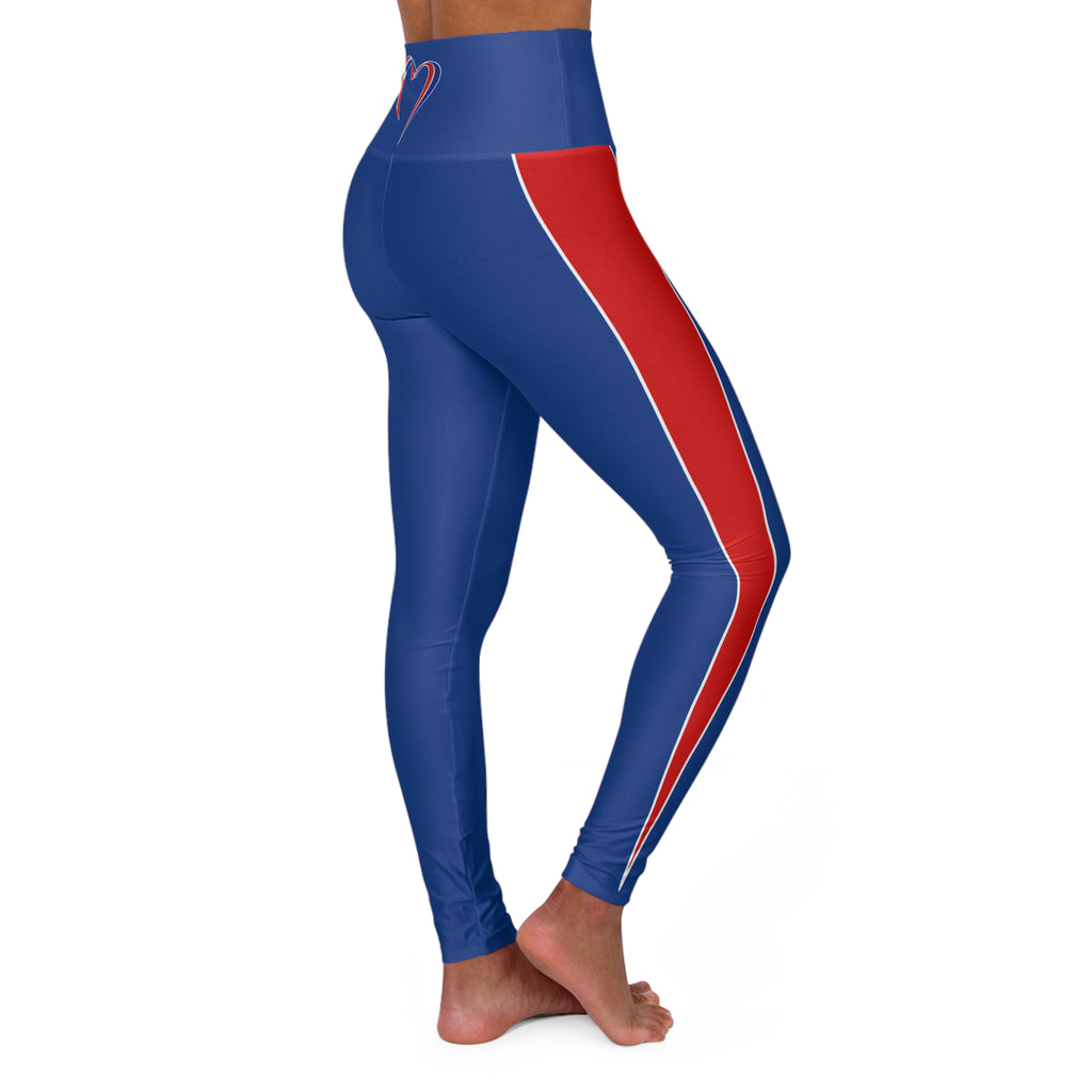 Love Dominican Republic Striped High Waisted Yoga Leggings (BLUE)