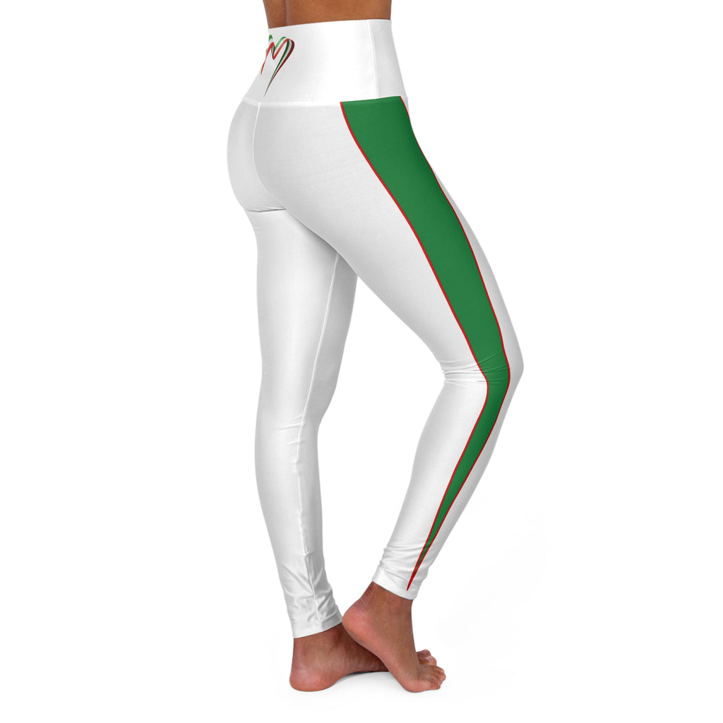 Love Mexico Vertical Stripes High Waisted Yoga Leggings (WHITE)