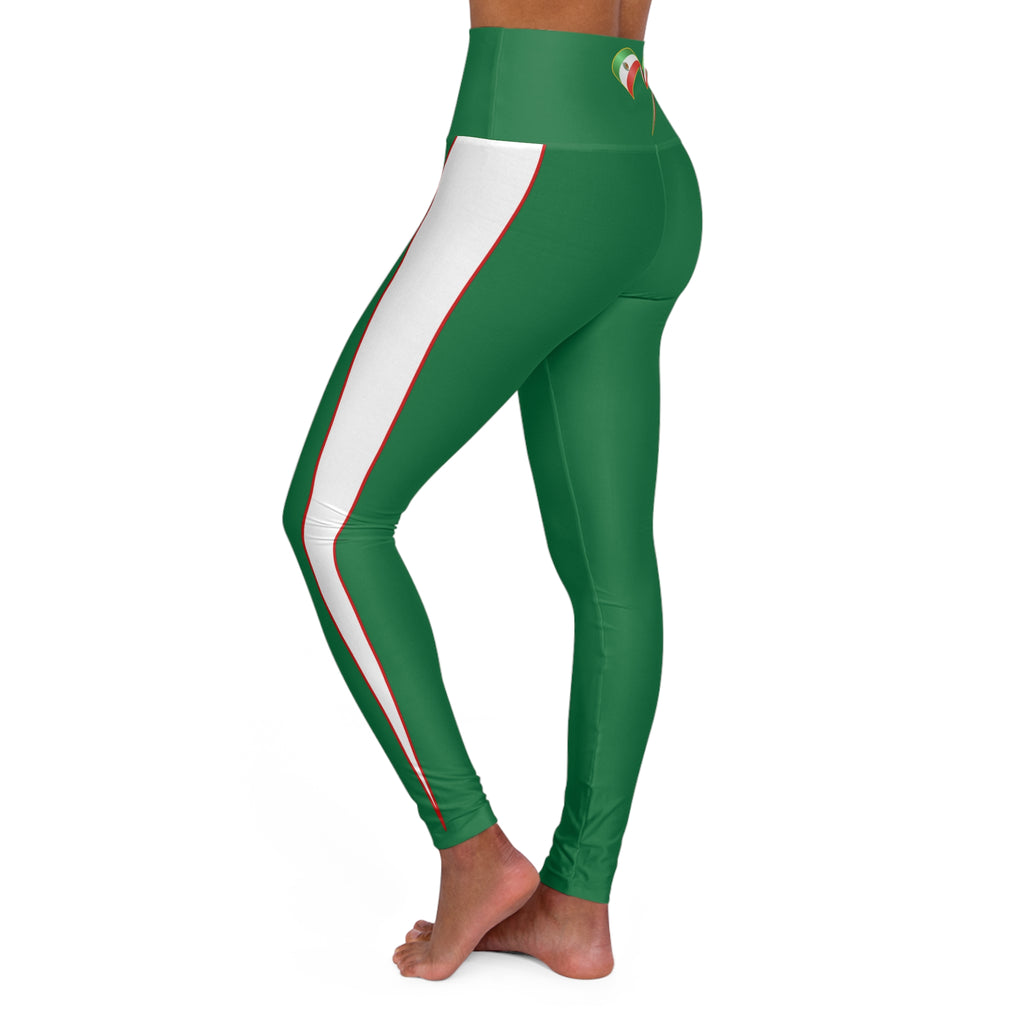 Mexico Vertical Stripes High Waisted Yoga Leggings (GREEN)