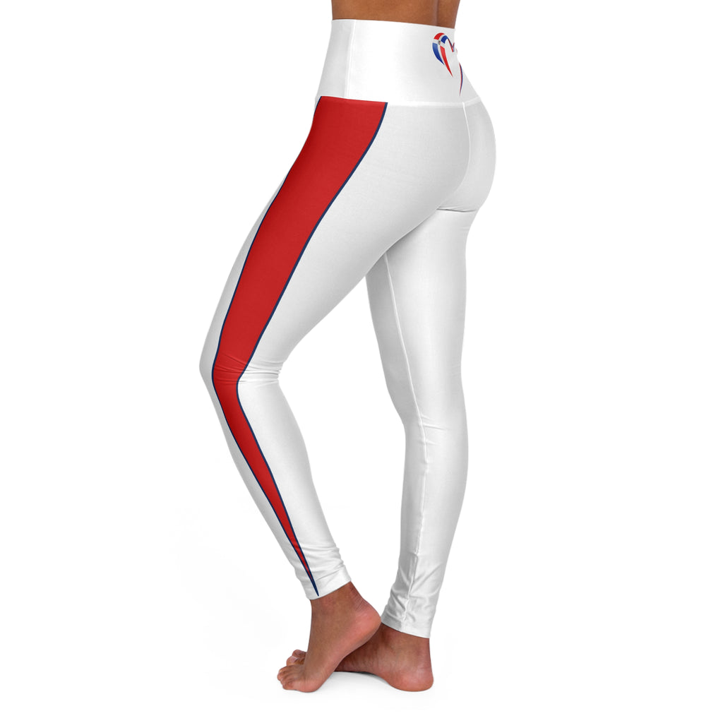 Love Dominican Republic Striped High Waisted Yoga Leggings (WHITE)