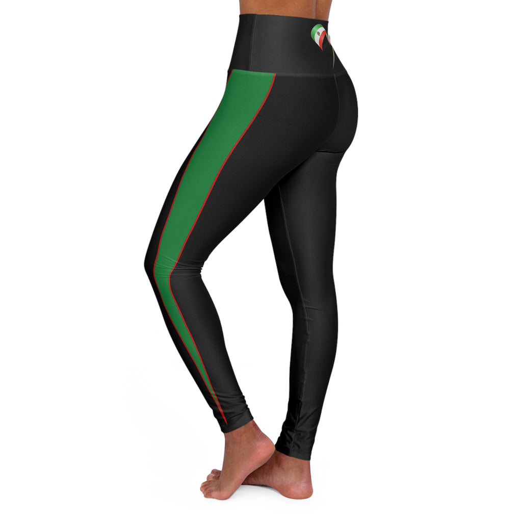 Love Mexico Vertical Stripes High Waisted Yoga Leggings (BLACK)