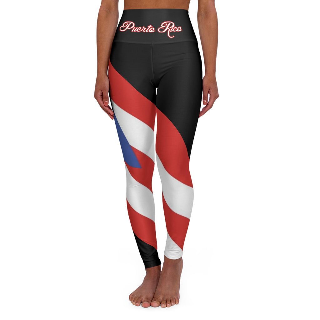 Puerto Rico Flag High Waisted Yoga Leggings (AOP)