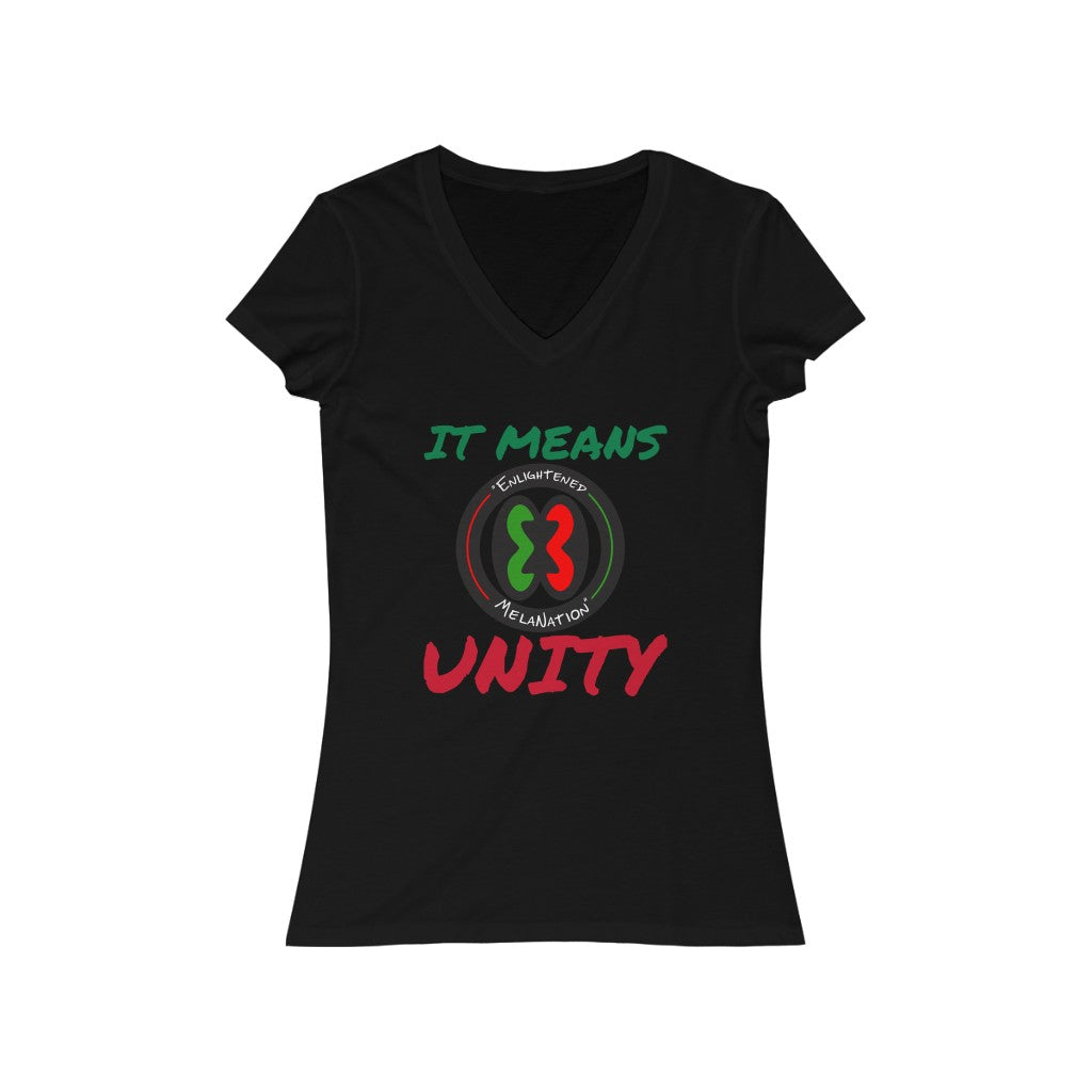 "E.M. It Means Unity" Ladies Cut V-Neck Tee