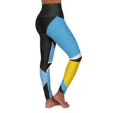 Saint Lucia Flag High Waisted Yoga Leggings (AOP)