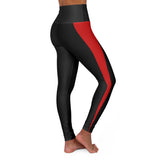 E.M. Vertical Stripes High Waisted Yoga Leggings (BLACK)