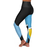 Saint Lucia Flag High Waisted Yoga Leggings (AOP)