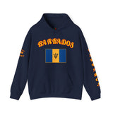 Barbados Flag Hoodie — Retro Script Barbados Pullover with Trident Emblem
