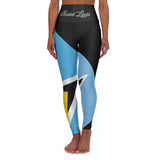 Saint Lucia Flag High Waisted Yoga Leggings (AOP)