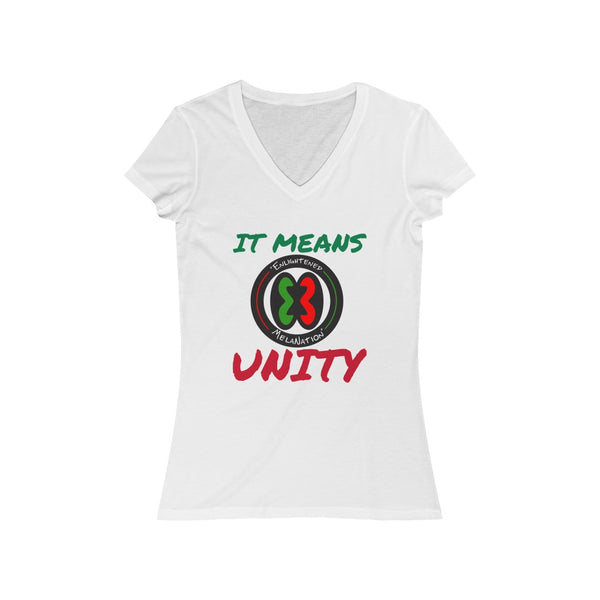 "E.M. It Means Unity" Ladies Cut V-Neck Tee