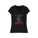 "E.M. It Means Unity" Ladies Cut V-Neck Tee