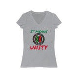 "E.M. It Means Unity" Ladies Cut V-Neck Tee