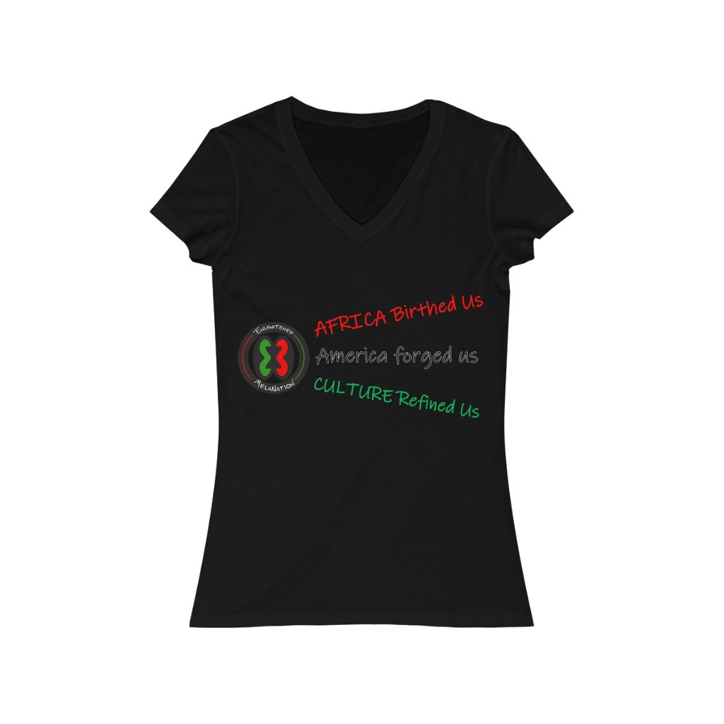"Africa Birthed Us"  Women's Cut V-Neck Short Sleeve Tee